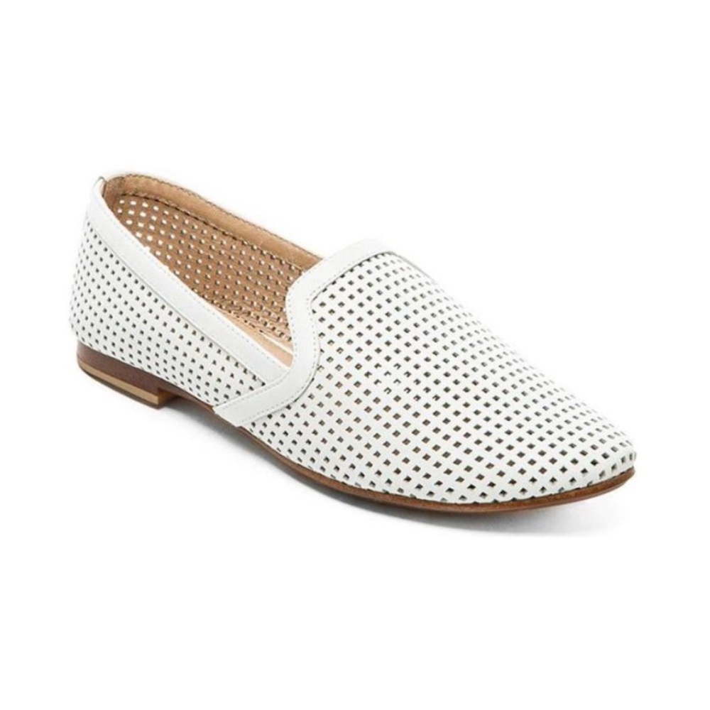 New Yosi Samra Preslie flat loafer white perforated leather size 8